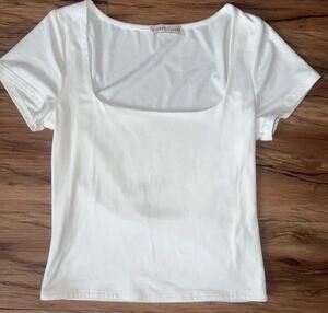 Sincerely Jules White Square Neck Top Short Sleeve Size S